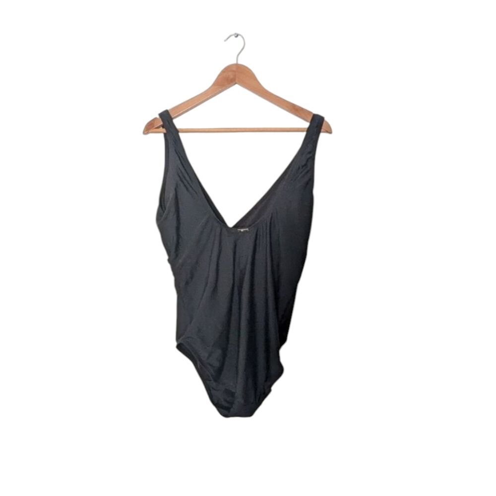 Tommy Hilfiger Black Ruched Front Wrap One Piece Swimsuit - Picture 6 of 6